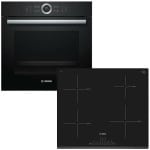BOSCH HBG633BB1 + PIE631FB1E Φούρνος άνω Πάγκου 71lt με Εστίες Επαγωγικές ΕΩΣ 12 ΔΟΣΕΙΣ