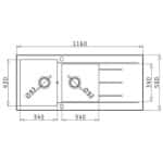 Νεροχύτης γρανιτένιος ένθετος PYRAMIS ALAZIA 1 3/4 B 1D 116x50 IRON GREY 070038011 - Image 2